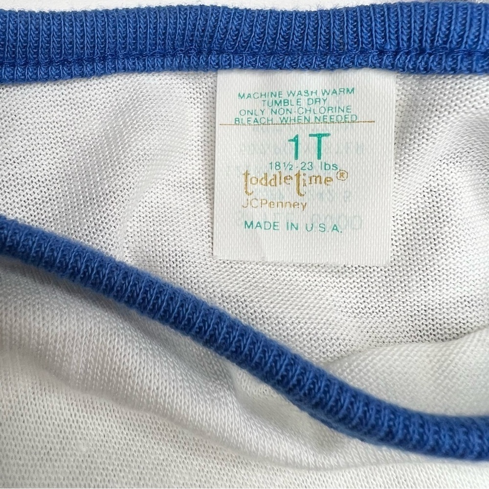 Vintage 70s Toddler Baby Boys Overall Set Striped Retro Mod Outfit 1T NWOT - Picture 7 of 9
